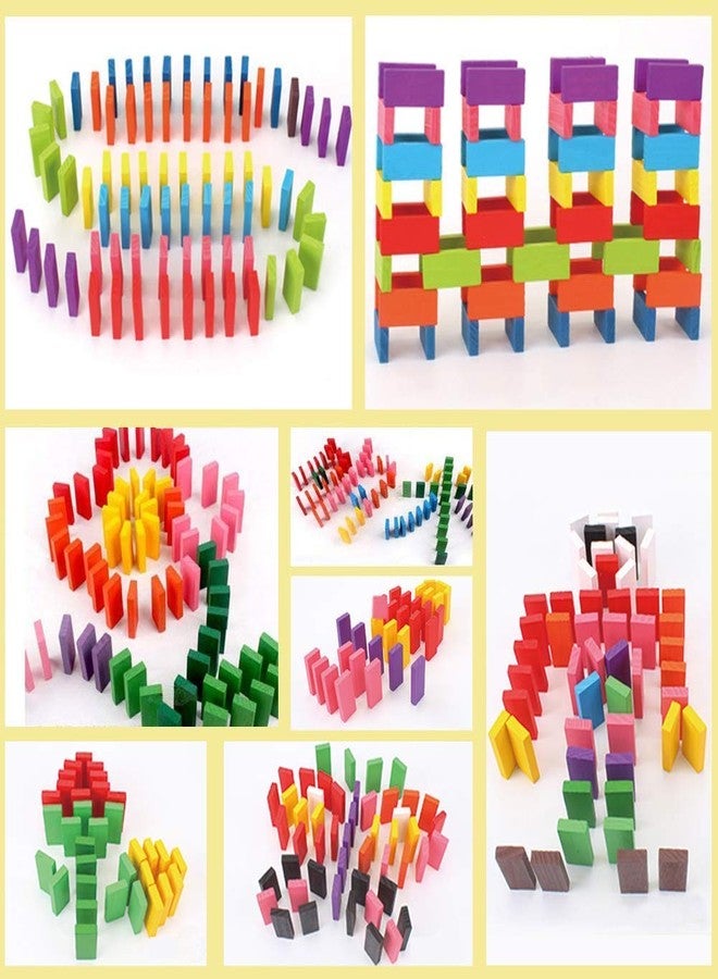 PRETOX 120 pcs Colorful Wooden Building Blocks for Kids - Educational Domino Set for Boys & Girls - Indoor Fun Games & Party Activities - Toys for Ages 3 to 12 Years (12 Colors) - Image 5